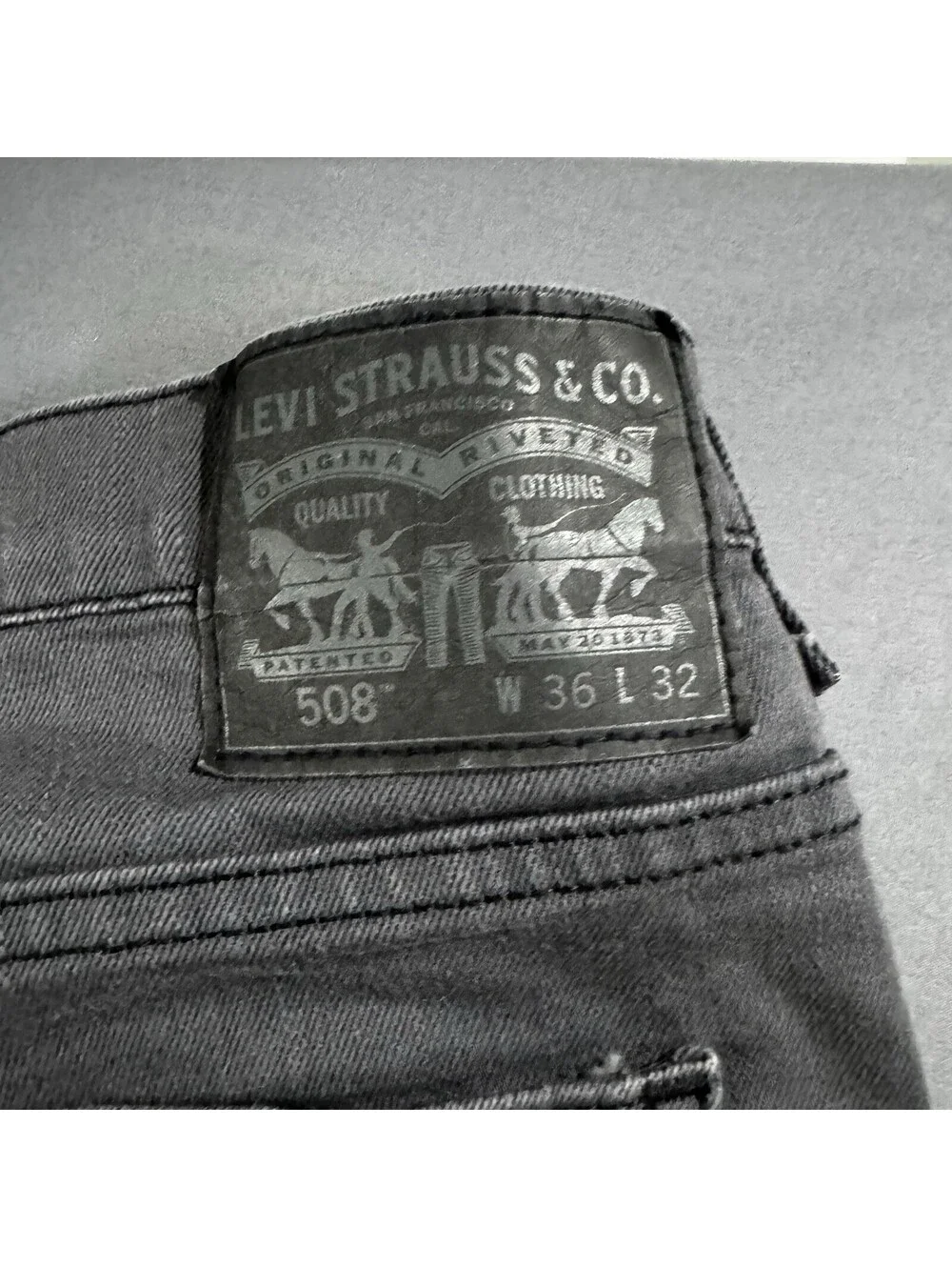 Levis 508 Regular Tapered Fit Mens Denim Jeans Dark Gray Charcoal Size 36x32